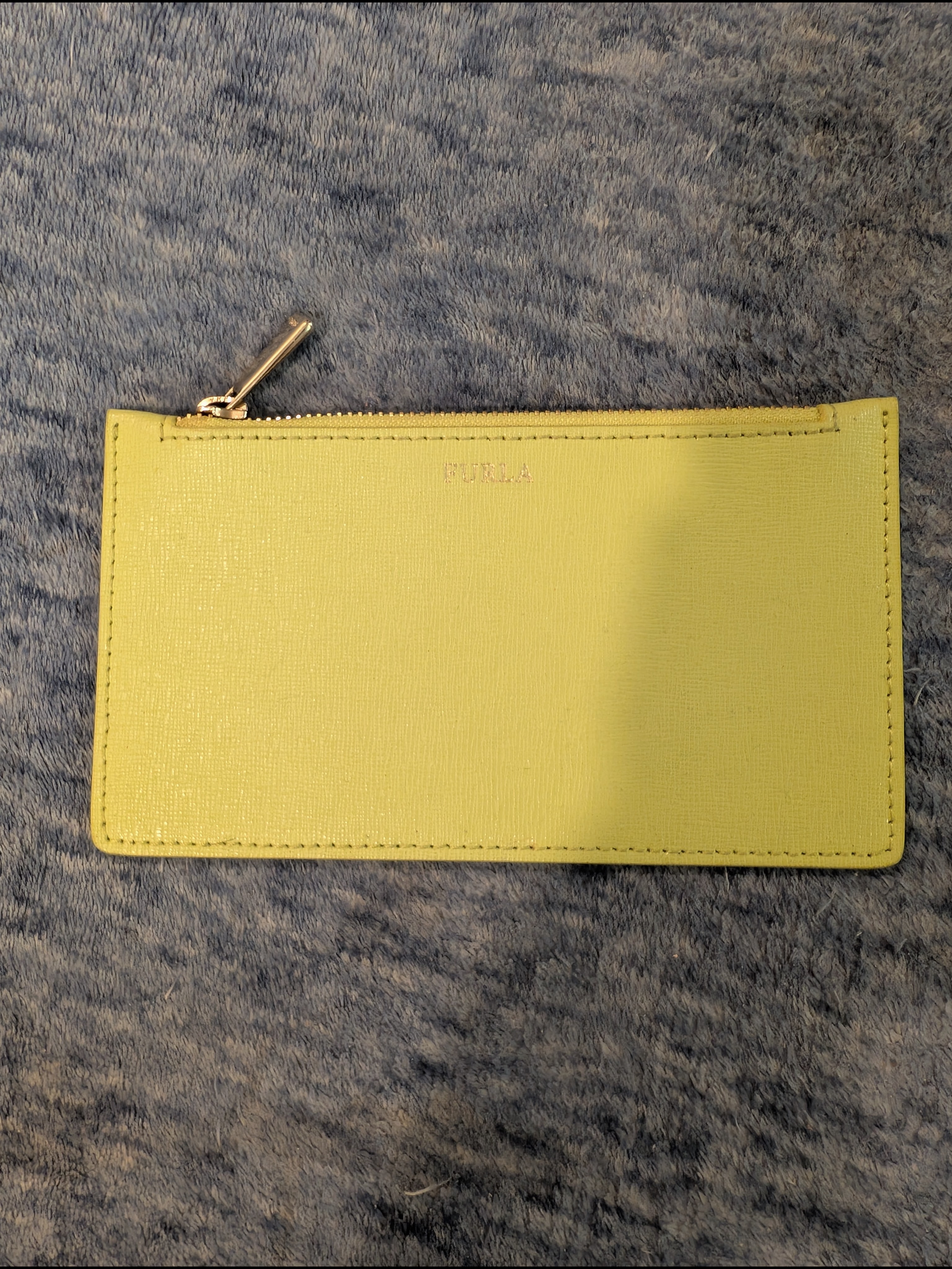 Furla Chartreuse Saffiano Zip Card Holder